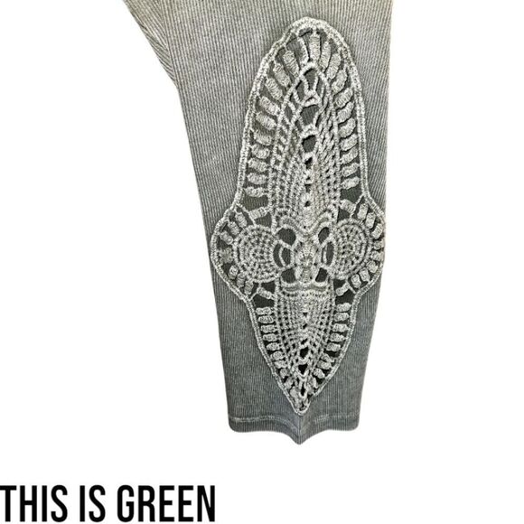 TORRID Plus Size Cotton Modal Green Ribbed Scoop Neck Crochet Long Sleeve Top 3X - Picture 5 of 14